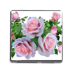 Roses Pink Flowers Leaves Memory Card Reader (square 5 Slot) by Pakrebo