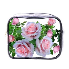 Roses Pink Flowers Leaves Mini Toiletries Bag (one Side) by Pakrebo