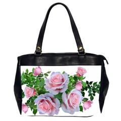 Roses Pink Flowers Leaves Oversize Office Handbag (2 Sides) by Pakrebo