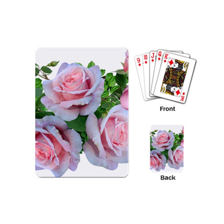 Roses Pink Flowers Leaves Playing Cards Single Design (Mini)