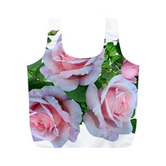 Roses Pink Flowers Leaves Full Print Recycle Bag (m) by Pakrebo