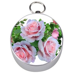 Roses Pink Flowers Leaves Silver Compasses by Pakrebo