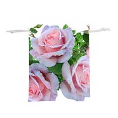 Roses Pink Flowers Leaves Lightweight Drawstring Pouch (m)