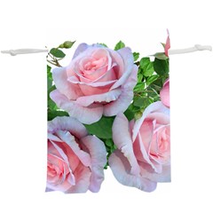 Roses Pink Flowers Leaves  Lightweight Drawstring Pouch (xl)