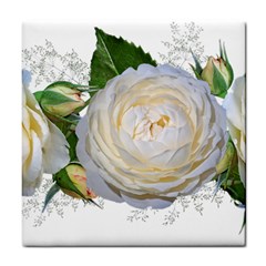 Flowers Roses White Fragrant Tile Coaster by Pakrebo