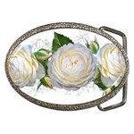 Flowers Roses White Fragrant Belt Buckles Front