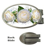 Flowers Roses White Fragrant Money Clips (Oval)  Front