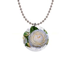 Flowers Roses White Fragrant 1  Button Necklace by Pakrebo