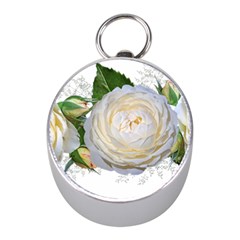 Flowers Roses White Fragrant Mini Silver Compasses by Pakrebo