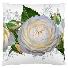 Flowers Roses White Fragrant Large Flano Cushion Case (one Side) by Pakrebo