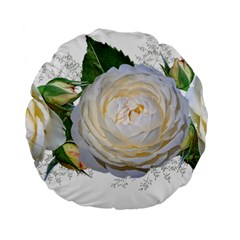 Flowers Roses White Fragrant Standard 15  Premium Flano Round Cushions by Pakrebo