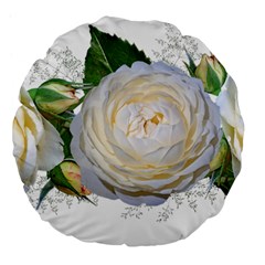 Flowers Roses White Fragrant Large 18  Premium Flano Round Cushions by Pakrebo