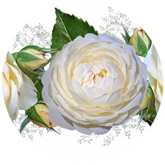 Flowers Roses White Fragrant Wooden Puzzle Round