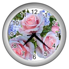 Roses Plumbago Flowers Fragrant Wall Clock (silver) by Pakrebo