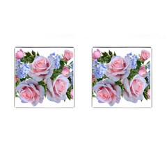 Roses Plumbago Flowers Fragrant Cufflinks (square) by Pakrebo