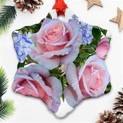 Roses Plumbago Flowers Fragrant Snowflake Ornament (two Sides) by Pakrebo