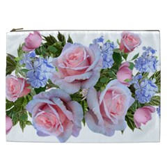 Roses Plumbago Flowers Fragrant Cosmetic Bag (xxl) by Pakrebo