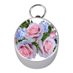 Roses Plumbago Flowers Fragrant Mini Silver Compasses by Pakrebo