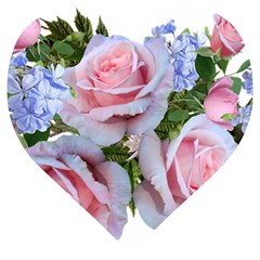 Roses Plumbago Flowers Fragrant Wooden Puzzle Heart by Pakrebo