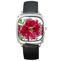 Flowers Red Peony Arrangement Square Metal Watch