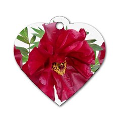 Flowers Red Peony Arrangement Dog Tag Heart (one Side) by Pakrebo