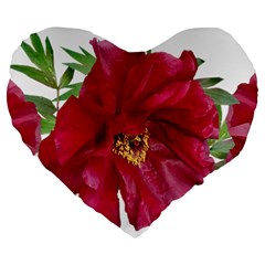 Flowers Red Peony Arrangement Large 19  Premium Heart Shape Cushions by Pakrebo