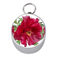 Flowers Red Peony Arrangement Mini Silver Compasses by Pakrebo