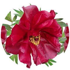 Flowers Red Peony Arrangement Wooden Puzzle Round by Pakrebo