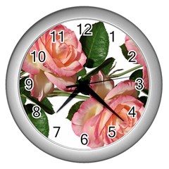 Roses Flowers Perfume Garden Wall Clock (silver) by Pakrebo