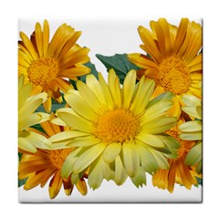 Daisies Flowers Yellow Arrangement Tile Coaster by Pakrebo