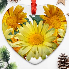 Daisies Flowers Yellow Arrangement Ornament (heart)