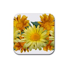 Daisies Flowers Yellow Arrangement Rubber Coaster (square)  by Pakrebo