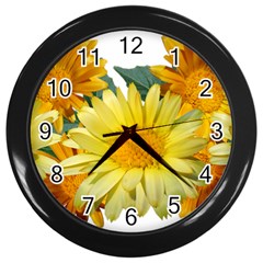 Daisies Flowers Yellow Arrangement Wall Clock (black) by Pakrebo