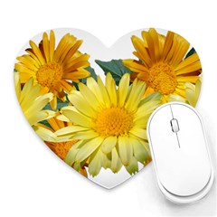 Daisies Flowers Yellow Arrangement Heart Mousepads by Pakrebo