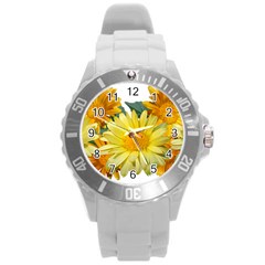 Daisies Flowers Yellow Arrangement Round Plastic Sport Watch (l) by Pakrebo