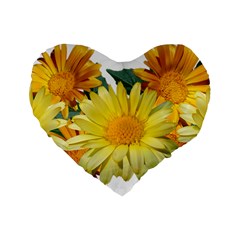 Daisies Flowers Yellow Arrangement Standard 16  Premium Flano Heart Shape Cushions by Pakrebo