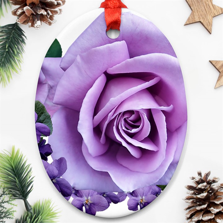 Roses Violets Flowers Arrangement Ornament (Oval)