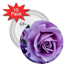 Roses Violets Flowers Arrangement 2 25  Buttons (10 Pack)  by Pakrebo