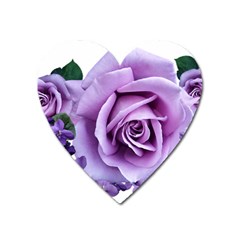 Roses Violets Flowers Arrangement Heart Magnet by Pakrebo