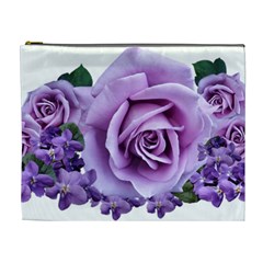 Roses Violets Flowers Arrangement Cosmetic Bag (xl) by Pakrebo