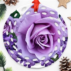 Roses Violets Flowers Arrangement Ornament (round Filigree)