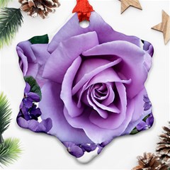 Roses Violets Flowers Arrangement Snowflake Ornament (two Sides)