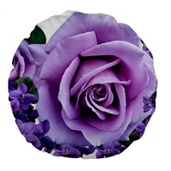 Roses Violets Flowers Arrangement Large 18  Premium Round Cushions by Pakrebo