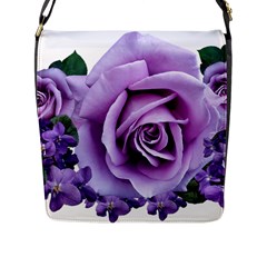 Roses Violets Flowers Arrangement Flap Closure Messenger Bag (l) by Pakrebo