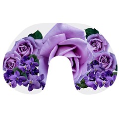 Roses Violets Flowers Arrangement Travel Neck Pillow by Pakrebo