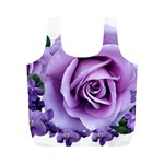 Roses Violets Flowers Arrangement Full Print Recycle Bag (M) Back