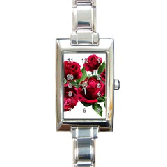 Roses Flowers Red Romantic Garden Rectangle Italian Charm Watch by Pakrebo