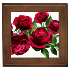 Roses Flowers Red Romantic Garden Framed Tile by Pakrebo