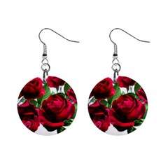 Roses Flowers Red Romantic Garden Mini Button Earrings by Pakrebo