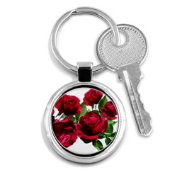 Roses Flowers Red Romantic Garden Key Chain (round) by Pakrebo